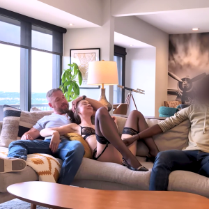 Black bull and hubby fucked hot white wife