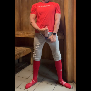 Alpha Jock Buff Baseball Coach JockDad87 is Back in the Sauna