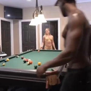 Pool game of two hot beauties and two big black guys